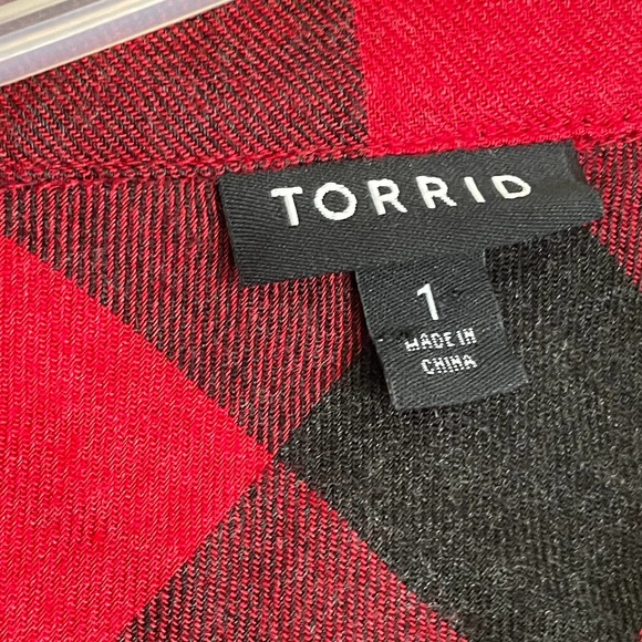 Torrid Flannel Red Checkerboard Buttondown Brushed Rayon shirt size 1X - Picture 6 of 10